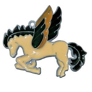 Vintage Handmade Stained Glass Pegasus Flying Horse Suncatcher Ornament Mythical